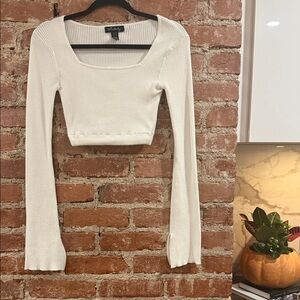 Urban Outfitters Cream Ribbed Crop Top
